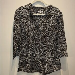 Jennifer Lopez Black and White Patterned Blouse